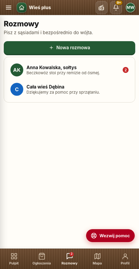 Lista rozmów z sołtysem i grupą całej wsi